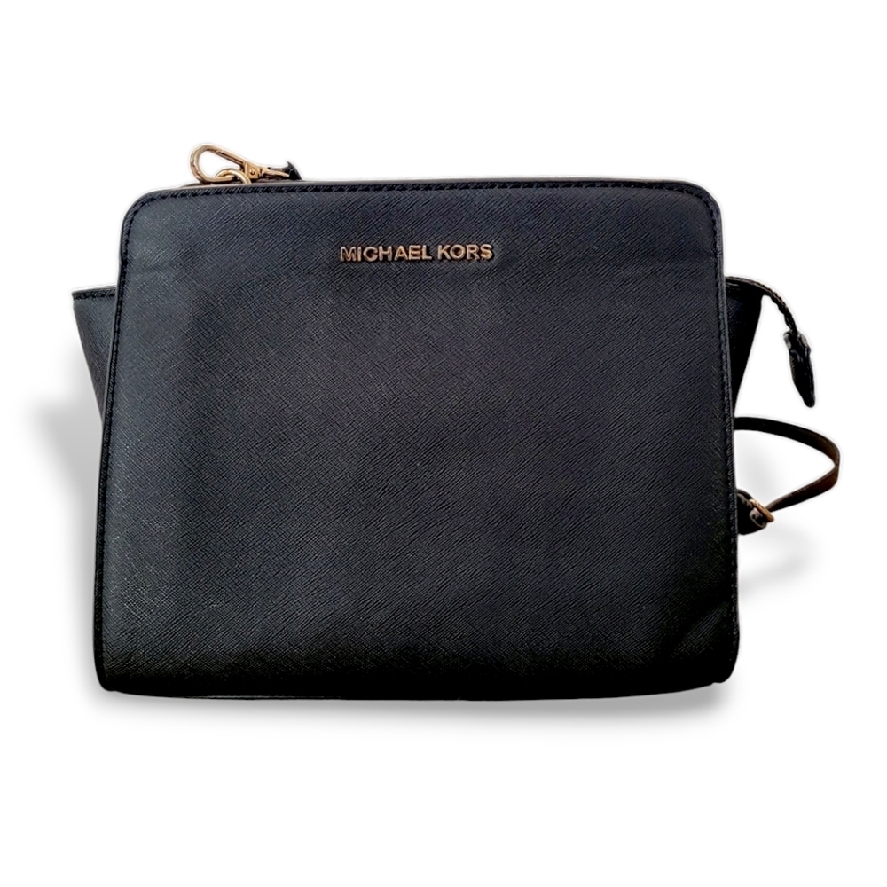 Michael Kors Selma Medium Saffiano Leather Crossbody | Black